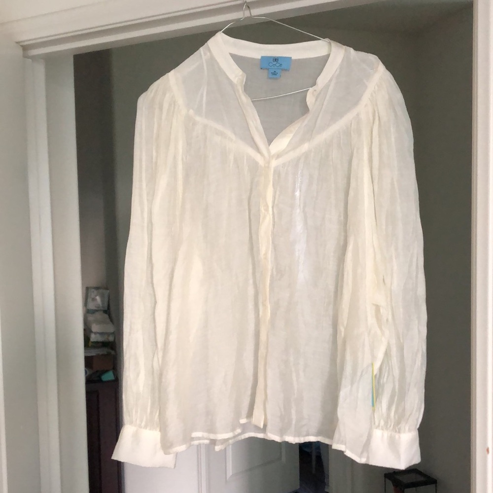 New Puff sleeve Button-Up Blouse CeCe